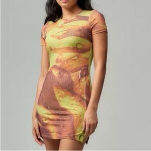 Miaou XSmall Dress x Urban Outfitters Exclusive Billie Stamp Print Mini in green